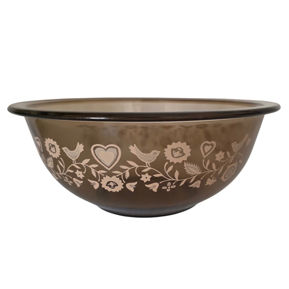 VTG Pyrex Smoke Brown Friendship Bird Festive Harvest 1.5L Mixing Bowl 323